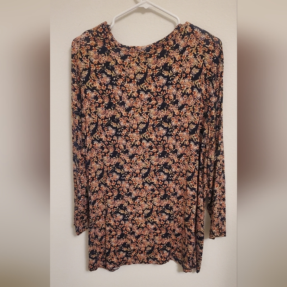 Cameo Twist Front Floral Print Women's Top Size 2X Spring Boho Peasant Homestead - Picture 6 of 6